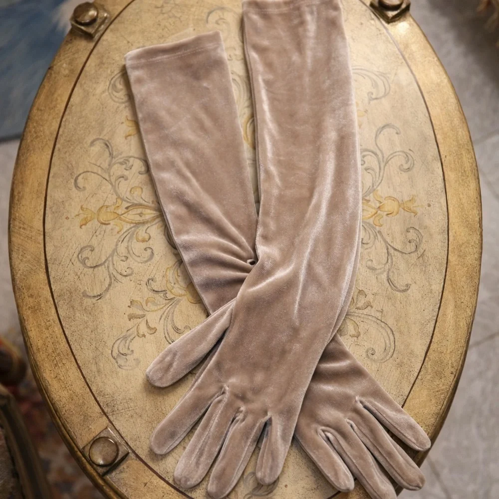 Elegant Long Velvet Gloves
